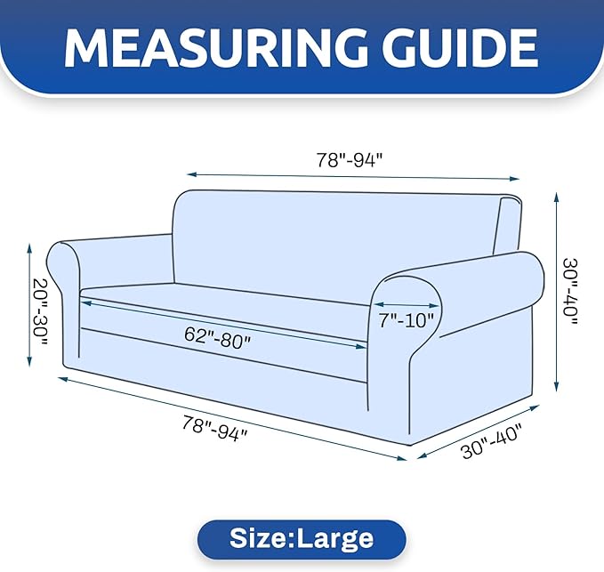 KEKUOU Stretch Sofa Cover Slipcover ???Couch Covers for 3 Cushion Couch Sofa pet Friendly (78"-94") Furniture Protector Sofa with Elastic Bottom for Kids,Dog, Jacquard Small Checked(Large,Black)