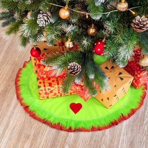 Soulchen 48 Inch Lime Green Christmas Tree Skirt Felt Tree Collar - Image 7