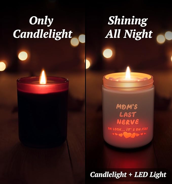Mother's Day Candles with LED Light, Holiday Candle Gifts for Mom, Christmas Gifts for Women, Orange Rose Scented Candles,Perfect for Xmas, Winter Décor, Over 40 Hours of Burn Time, 100% Soy Wax