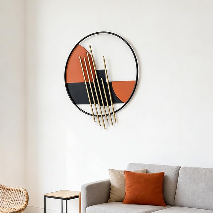 HYVAKUPPA 3D Large Metal Wall Decor Modern Aesthetic Wall Sculptures 19.7”W by 22.4”H Luxury Geometric Circular Decor Wall Art Artwork for Bedroom Dining Living Room Wall Decorations