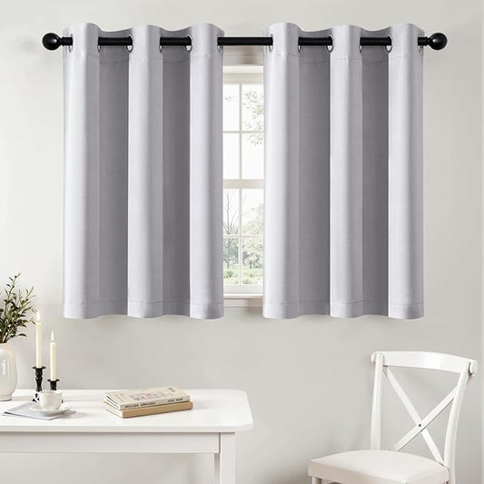 MIULEE Greyish White Blackout Curtains for Bedroom Living Room 36 Inches Long 2 Panels, Thermal Insulated Room Darkening Drapes Grommet Noise Reducing Light Blocking Window Treatments 40x36 Inch