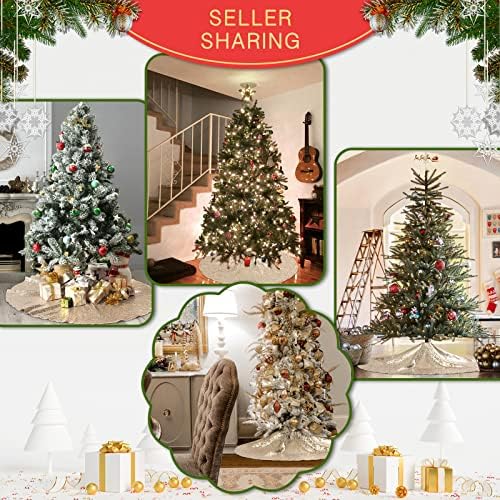 B-COOL Christmas Tree Skirt Champagne Gold Sequence Xmas Tree Skirts - Image 2
