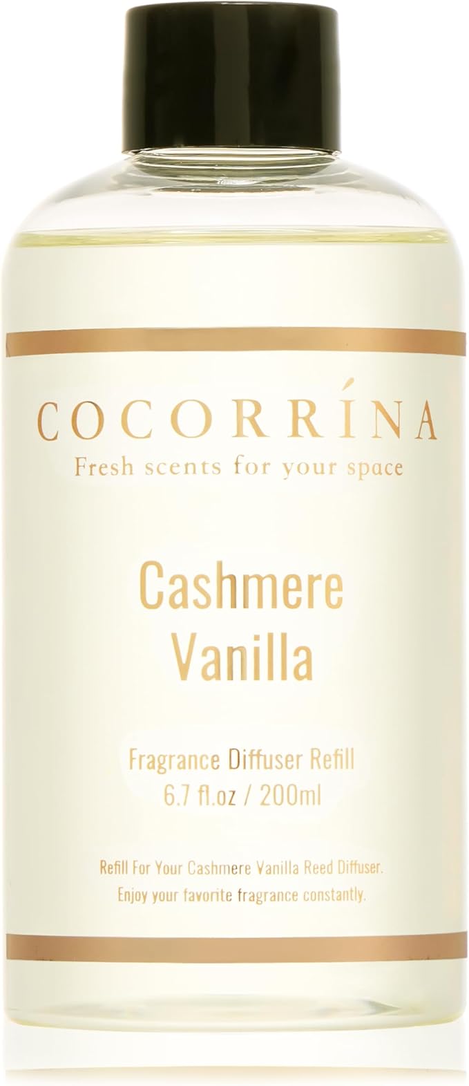 COCORR??NA Reed Diffuser Refill - Cashmere Vanilla 6.7 Fl.oz Reed Diffuser Refill with 8 Sticks