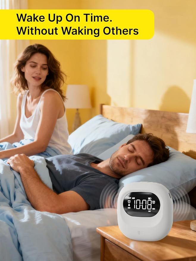 Vibrating Alarm Clock Bed Shaker Travel Clock, Rechargeable 3000mAh Battery - Image 4