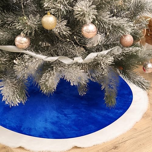 Mudder 39.4 Inch Christmas Tree Skirt,Blue and White - Image 7