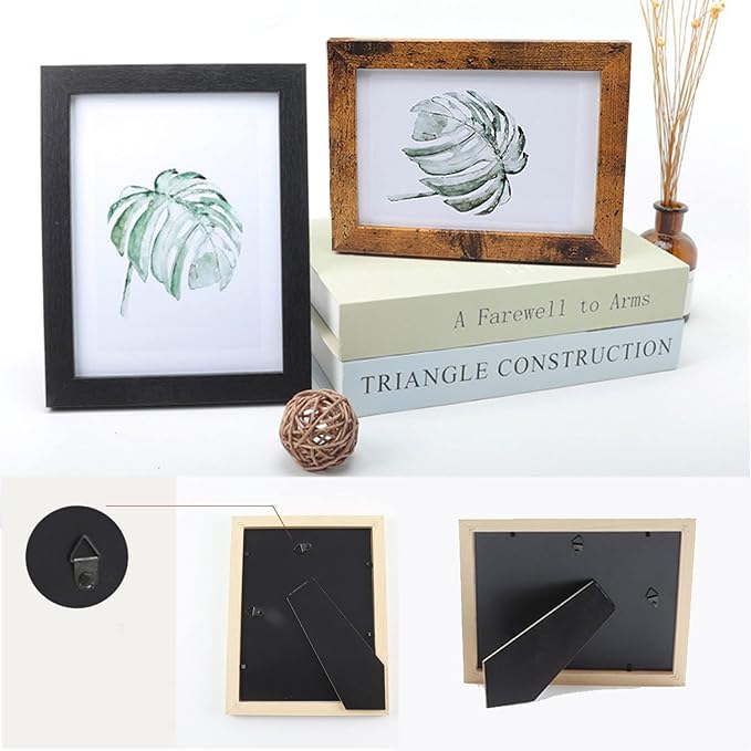 Picture Frame Set 10 pack, Farmhouse Photo Frames, Gallery Wall Frame Collage, 8x10 5x7 4x6 Frames in 3 Different Finishes Picture Frames For Wall or Desk,Rustic Black