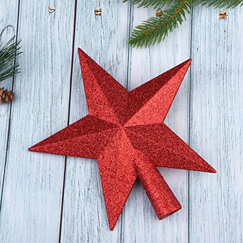 8 Inches Christmas Tree Top Crown Glitter Star Decoration (Red) - Image 6