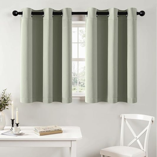 MIULEE Sage Green Blackout Curtains for Bedroom Living Room 36 Inches Long 2 Panels, Thermal Insulated Room Darkening Drapes Grommet Noise Reducing Light Blocking Window Treatments 40x36 Inch