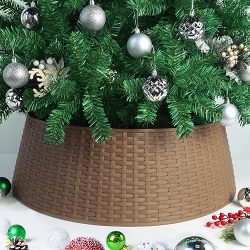 Blissun Christmas Tree Ring, 28.5" Plastic Christmas Tree Collar, Christmas Tree Skirt for Artificial Christmas Trees Decoration (Extra Large, Brown) by Blissun