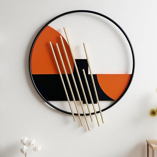 HYVAKUPPA 3D Large Metal Wall Decor Modern Aesthetic Wall Sculptures 19.7”W by 22.4”H Luxury Geometric Circular Decor Wall Art Artwork for Bedroom Dining Living Room Wall Decorations