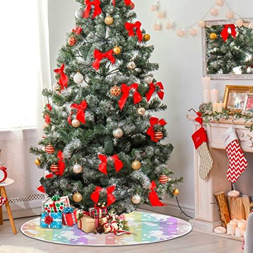 ATTX Rainbow Star Unicorn Christmas Tree Skirt 47.2 inch Ornaments Xmas Tree Skirts for Christmas Holiday Decoration New Year Party - Image 4