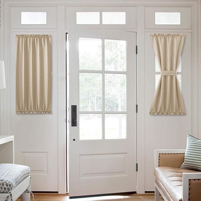NICETOWN Side Lights Front Door Curtain - Entry Way Decor Room Darkening French Sliding Door Thermal Privacy Window Treatment Drapery Panel (25" Width x 40" Length, Cream Beige, 1 Panel)