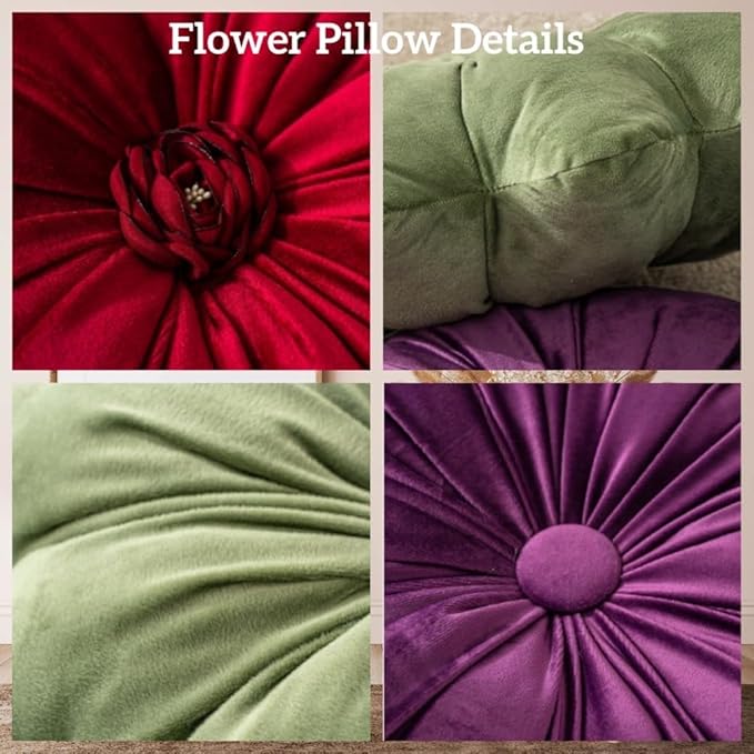 Flower Pillow Cushion Round Decorative Throw Pillow 15.7 Velvet Flower Shaped Pillow for Sofa Couch Vanity Chair Bed (White)