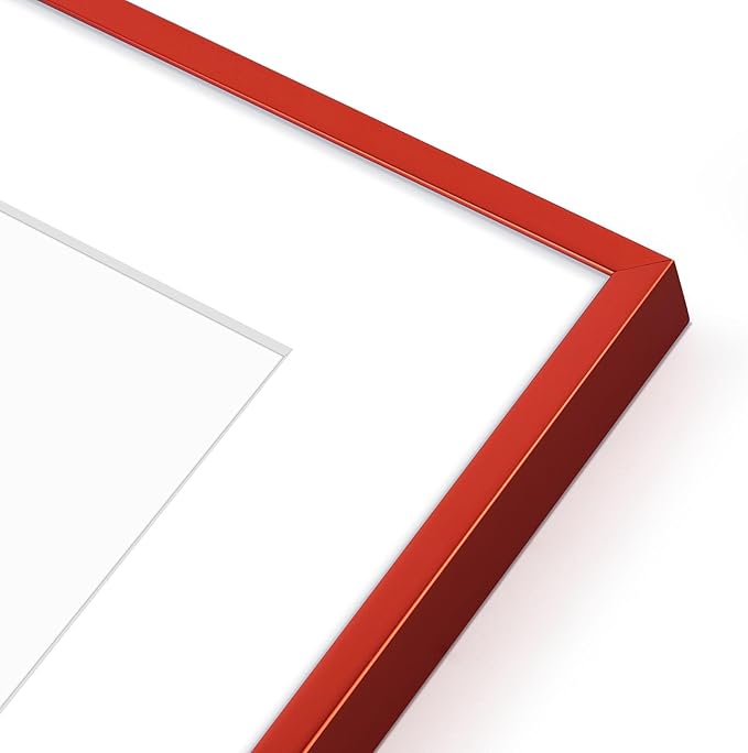 Golden State Art 11x14 Picture Frame 6 Pack - Dark Red Aluminum Photo Frames With 8x10 Mats and Real Glass Cover - Elegant Minimalist Wall Gallery Frames for Home or Office Decor