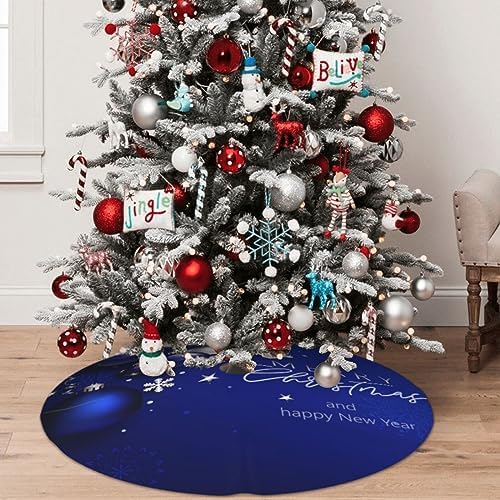 Christmas Tree Skirt Blue Ball Fir Branch Snowflake 36 Inch for Xmas New Year Nightmare Before Christmas Decorations Lobby Home - Image 4