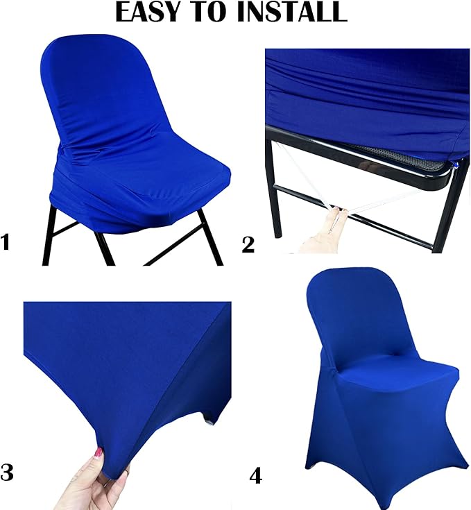10PCS Stretch Spandex Folding Waterproof Chair Covers,Universal Fitted Chair Cover Protector for Wedding Party Banquet Holidays Celebration Decoration(Royal Blue)