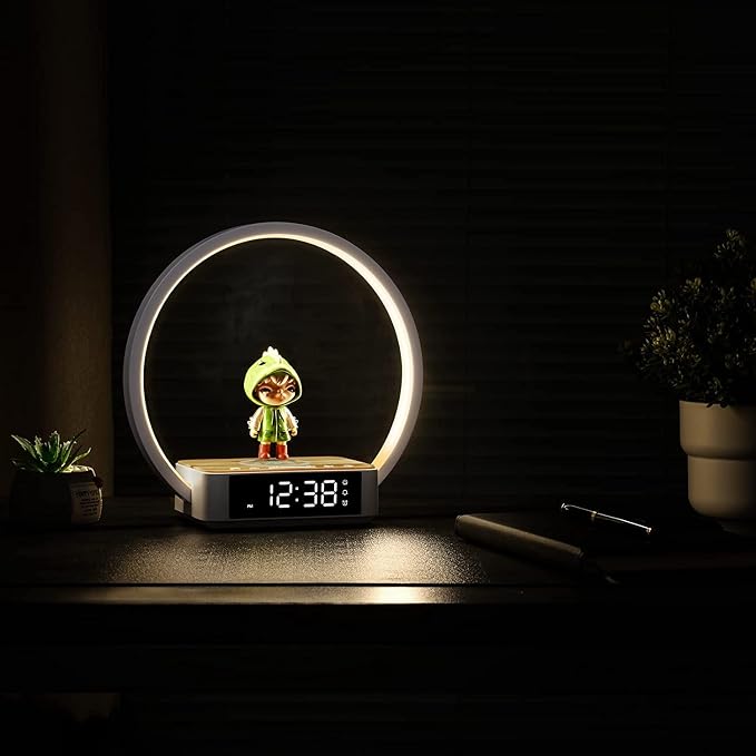 WILIT Bedside Lamp with Alarm Clock, Sunrise Wake-up Light, Wood Grain - Image 10