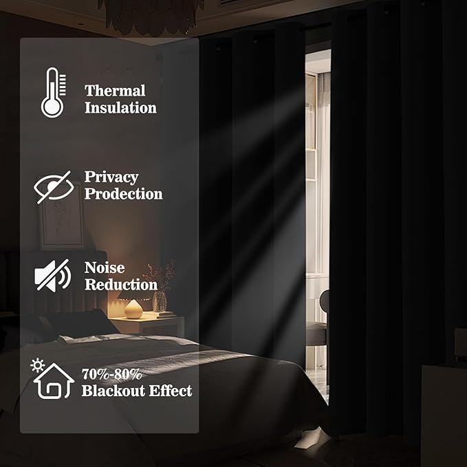 Yakamok Blackout Ombre Burnt Orange and Black Curtains-Gradient Room Darkening Curtain, Grommet Thermal Insulated Light Blocking Window Drapes Curtain for Living Room Bedroom,52 x 72 Inch,2 Panels
