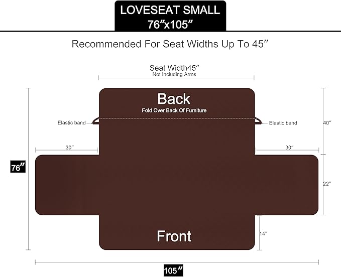 U-NICE HOME Loveseat Sofa Cover Reversible Couch Covers for 2 Cushion Couch for Dogs Furniture Protector Cover with Elastic Straps Water Resistant(Loveseat Small, White/White)