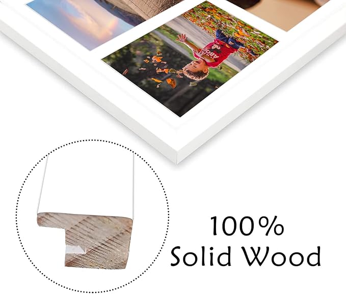 Golden State Art, Set of 2, 12x17 White Wood Picture Frame - White Mat for 8x10 And 5x7 Photos - Tempered Glass, Sawtooth Hanger, Swivel Tabs - Wall Mounting - Great for Gift