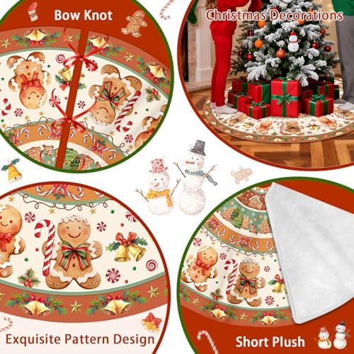 Gingerbread Christmas Tree Skirt 48 Inch, Christmas Skirt Tree Decoration, Christmas Trees Mat for Under Trees Holiday Party Indoor Outdoor Decorations, Winter Gift for Women Wife Mom - Image 5
