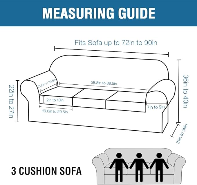 H.VERSAILTEX Modern Velvet Plush 4 Piece High Stretch Sofa Slipcover Sofa Cover Furniture Protector Form Fit Luxury Thick Velvet Sofa Cover for 3 Cushion Couch Width Up to 90 Inch (Sofa,Navy)