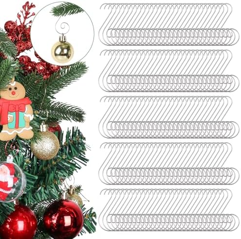 Christmas Ornament Hooks, Christmas Ornament Hangers 120Pcs, Small Metal Decorative Ornament Hooks for Xmas Tree Decorations-Silver by Miukada
