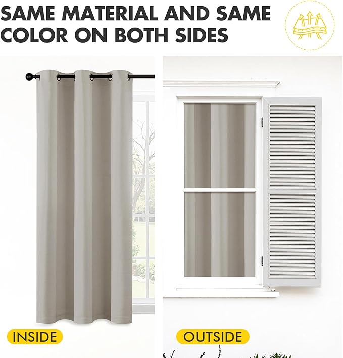 MIULEE Natural Blackout Curtains for Bedroom Living Room 84 Inches Long 2 Panels, Thermal Insulated Room Darkening Drapes Grommet Noise Reducing Light Blocking Window Treatments 40x84 inch