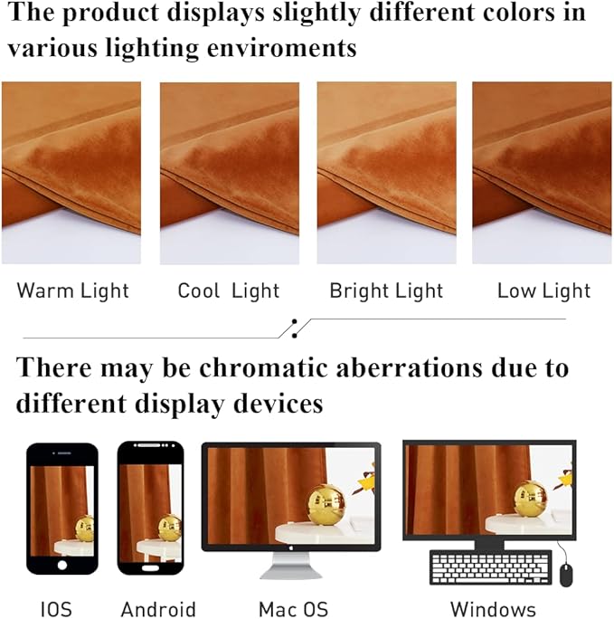 StangH Orange Curtains Velvet - Extra Long Living Room Curtains 108 inches Long, Thermal Insulated Noise Reducing Window Panels for Bedroom, W52 x L108, 2 Panels