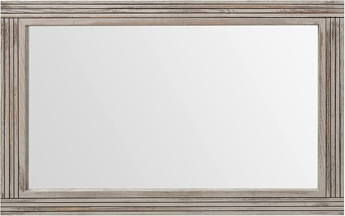YOSHOOT Hand-Made Wooden Spliced Wall Mirror for Bathroom, Rustic Farmhouse Vanity Mirror, Décor Wall Art, Solid Wood Frame, Vertical or Horizontal Hanging, 72" x 36", Grey