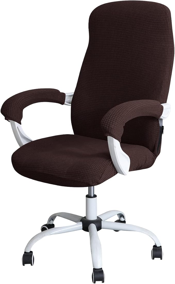 FORCHEER Office Chair Armrest Cover with Zipper Stretchable Water Resistant 15 inch Computer Office Chair Arm Rest Slipcover for Desk Chairs Arm 2 Pieces Washable Removable, Dark Brown