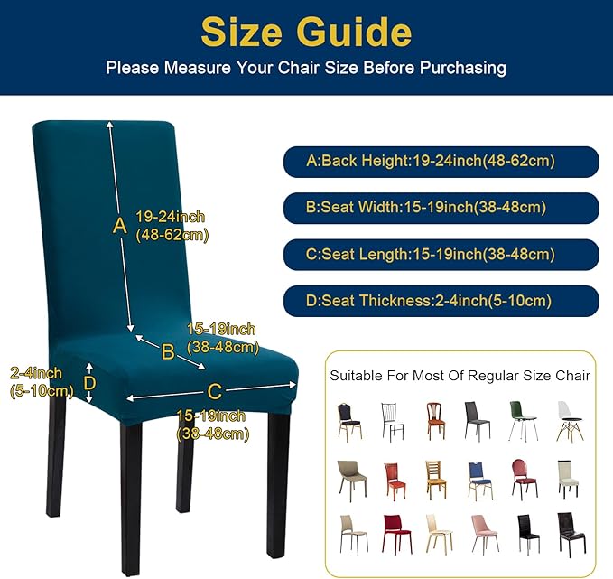 Dining Room Chair Covers - Stretch Kitchen/Dining Room Set of 4, Removable Washable Slipcovers for Home, Hotel, Banquet