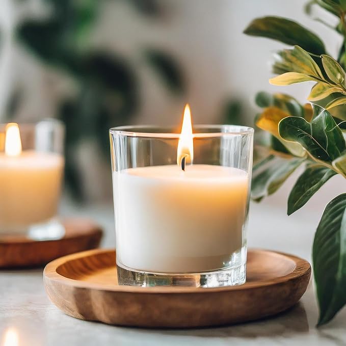 Set of 30 White Votive Candles Clear Glass Filled Unscented Soy Wax Candle for Home Décor Spa Weddings Birthday Holidays Party and DIY