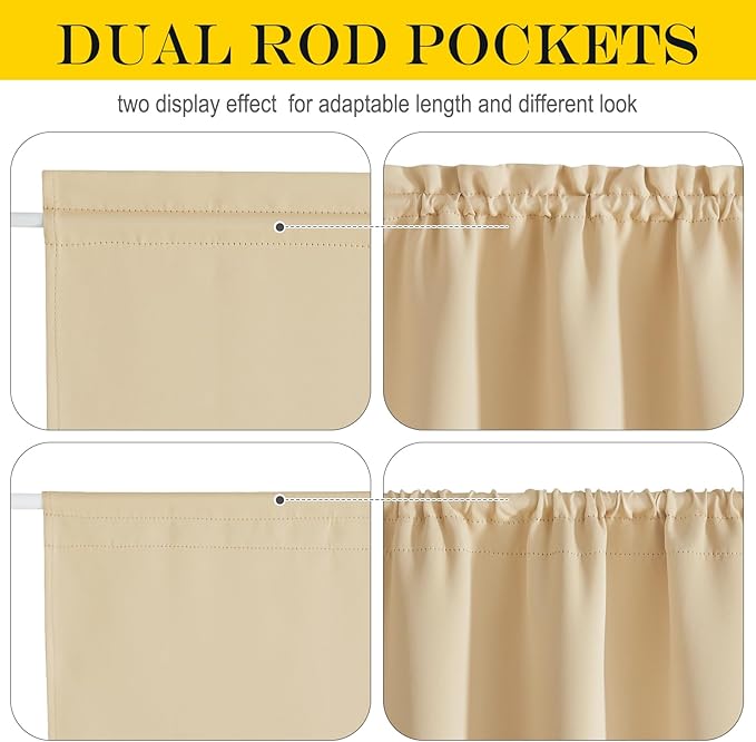 NICETOWN French Door Curtain for Door Window, Privacy Thermal Insulated Window Covering for Patio Front Sidelight Panel, W36 x L50 inch, 1 Panel, Biscotti Beige