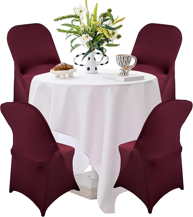 10PCS Stretch Spandex Folding Waterproof Chair Covers,Universal Fitted Chair Cover Protector for Wedding Party Banquet Holidays Celebration Decoration(Burgundy)