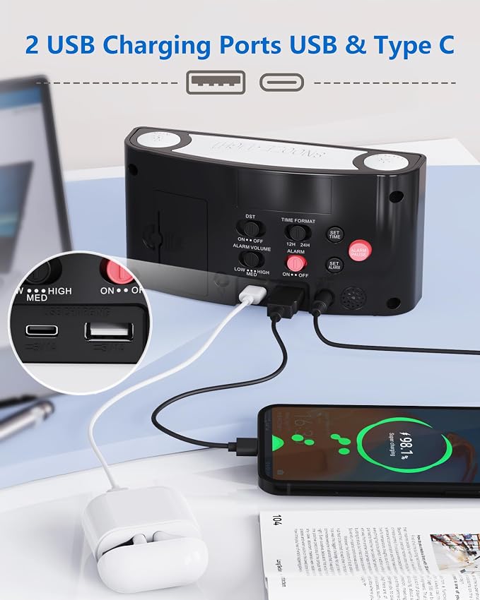 Digital Alarm Clock for Bedroom, Large Screen with 7 Color Night Light - Image 5