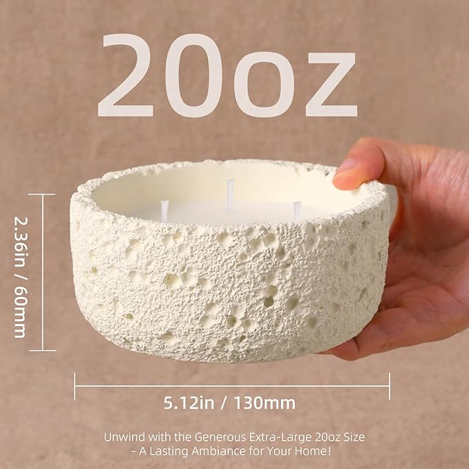 Viyffo Large 20oz Scented Candle – Creamy Vanilla, 3 Wick Non Toxic Soy Candles for Women & Men, Matte Ivory White Ceramic Jar Perfect for Home Fragrance, Elegant Spring Décor & Premium Gift