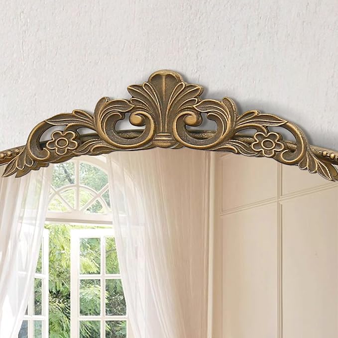 Micasso Large Antique Gold Mirror: 29"x 36" French Baroque Arched Mirror - Traditional Ornate Vintage Mirrors for Wall/Mantel/Entryway/Bathroom/Hallway - Home Decor for Living Room