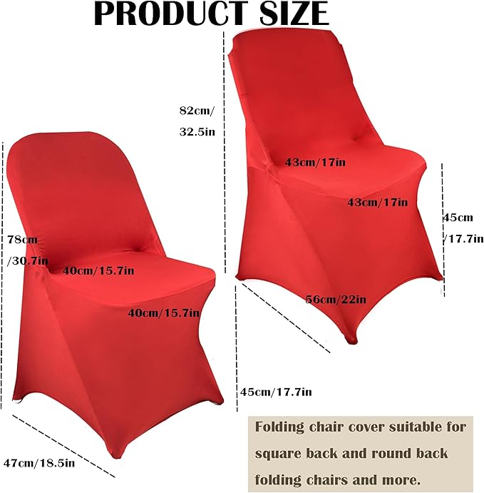 40PCS Stretch Spandex Folding Waterproof Chair Covers,Universal Fitted Chair Cover Protector for Wedding Party Banquet Holidays Celebration Decoration(Red)