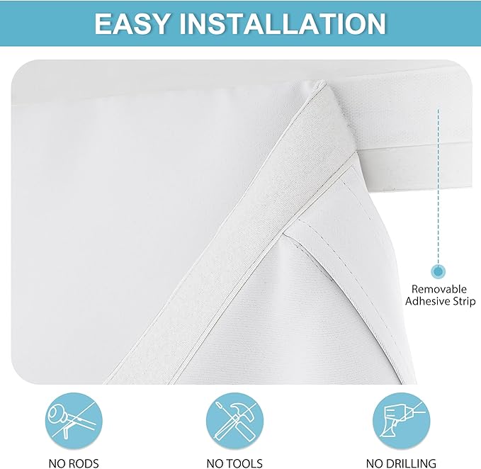 RYB HOME French Door Curtains 72 inches Long - Privacy Window Curtains Tie up Blind for Patio Sliding Glass Door Living Room Bedroom, W 42 x L 72 inch, Pure White, 1 Panel