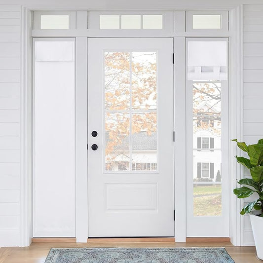 RYB HOME Blackout French Door Curtain - Privacy Thermal Insulated Window Shades for Patio Kitchen Front Entry Back Door Glass Window, Self Adhesive No Drill, 1 Panel, 12" W x 72" L, Pure White