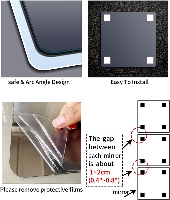 quegau Kids Safety Shatterproof Mirror for Wall, Plastic Mirror Wall Mounted, Made of Unbreakable Acrylic Non-Glass, Thick 1/8",1Pcs 8"x8", Great for Bedroom Door Closet, Kids' Rooms Mirrors