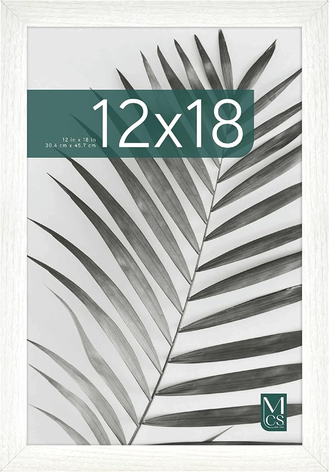 MCS Studio Gallery 12x18 Picture Frame White Woodgrain Engineered Wood, Rectangle Photo Frame for Photos, Posters & Art Prints (1-Pack)
