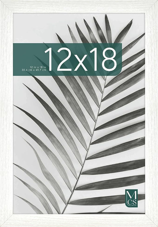 MCS Studio Gallery 12x18 Picture Frame White Woodgrain Engineered Wood, Rectangle Photo Frame for Photos, Posters & Art Prints (1-Pack)