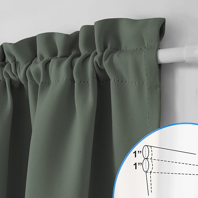 NICETOWN Sidelight French Door Room Darkening Curtain, Thermal Insulated Window Treatment Curtain for Narrow Glass Rod Pocket Door Cover with Tieback, 36 inch by 72 inch, Dark Mallard, 1 Panel