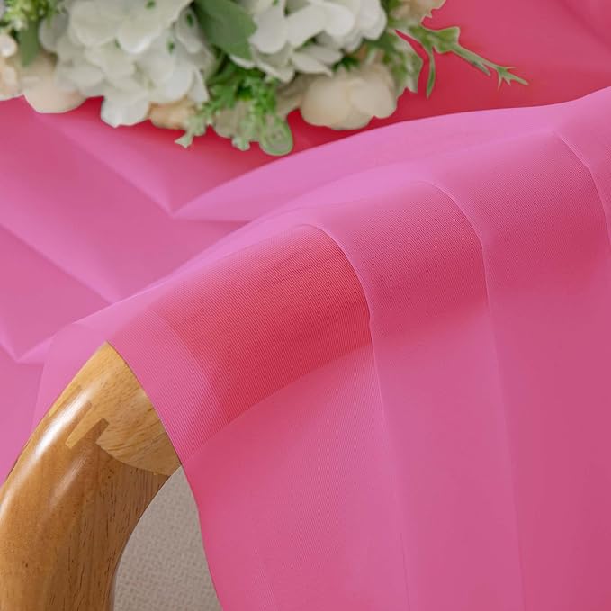 OWENIE Sheer Hot Pink Curtains for Bedroom Living Room 78 Inches Long 2 Panels Set, Soft Solid Light Filtering Sheer Curtain Rod Pocket Clear Drapes for Window Sliding Door, Hot Pink, 42 x 78 Inch
