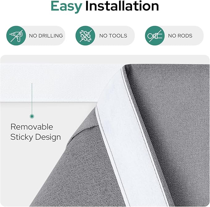 HOMEIDEAS 100% Dark Grey Linen Blackout French Door Curtains, Privacy Door Window Curtains, 34 X 68 Inch Room Darkening Blinds, Thermal Insulated Shades for Bedroom, 1 Panel