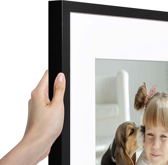 Americanflat 16x20 Picture Frame with Polished Plexiglass - Use as 11x14 Frame with Mat or Display 16x20 Photo Without Mat - Soho Collection - Deep Molding Picture Frames for Wall Display - Black