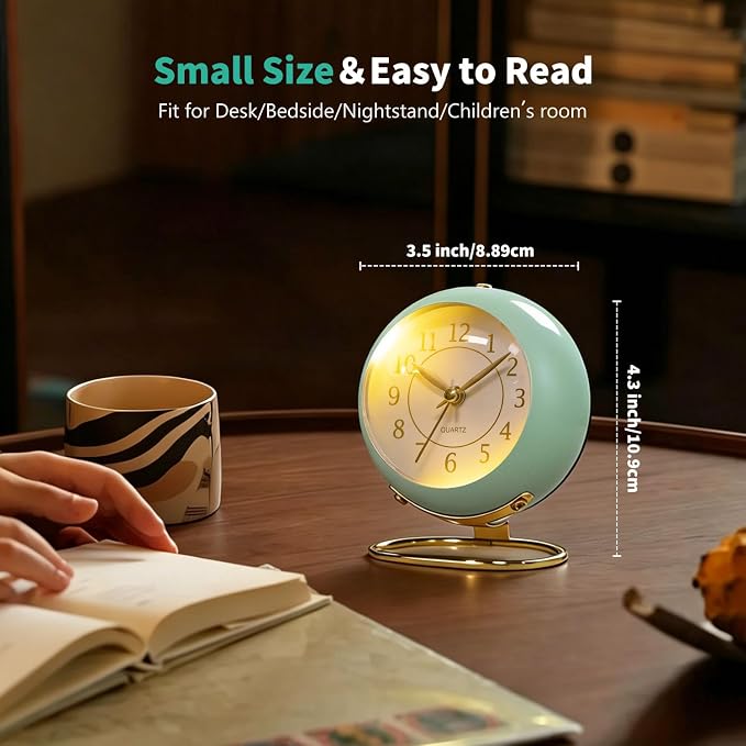Analog Alarm Clock, Retro Small Desk Clock with Night Light, Backlight Cute Simple Design, Silent Non-Ticking, Battery Powered, Clock for Bedroom,Travel,Kitchen,Bedside Desktop Decor - Image 8