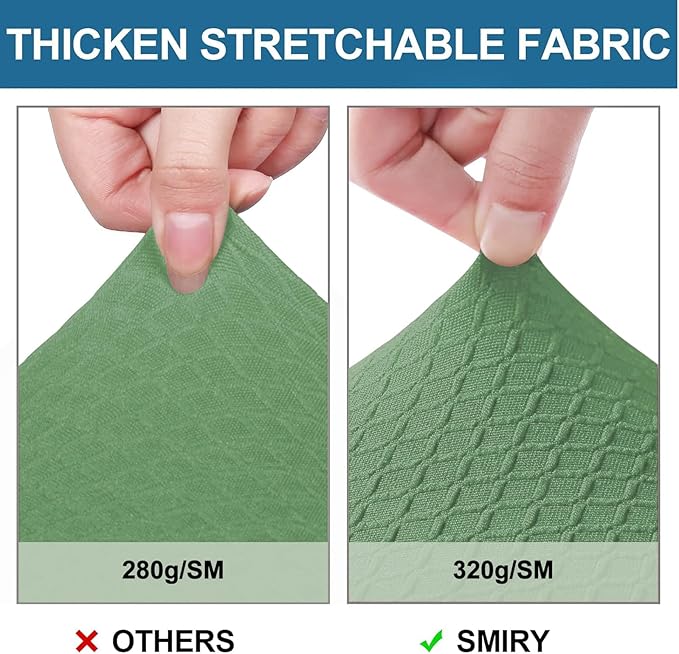Smiry Waterproof Seat Covers for Dining Room Chairs Set of 6, Stretch Jacquard Removable Washable Chair Seat Slipcovers Protector, No Rear Covers, Green